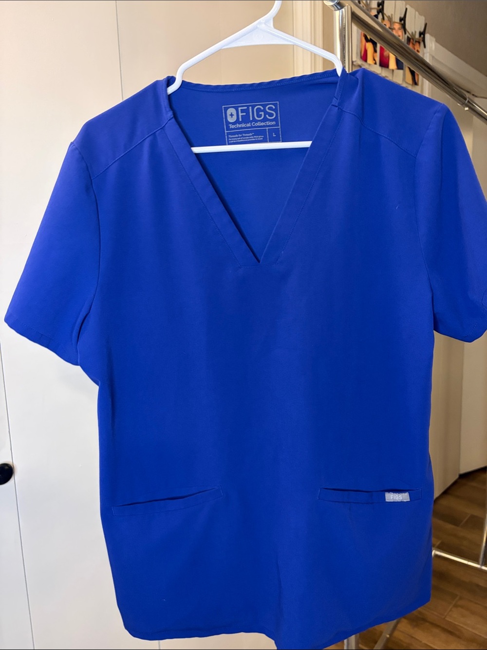 FIGS Women's V-Neck Scrub Top in Royal Blue